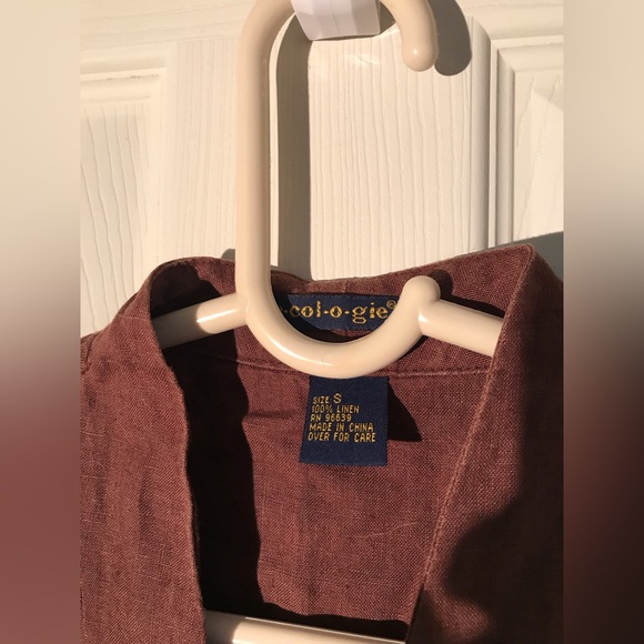 Brown linen button down tank - Picture 4 of 4